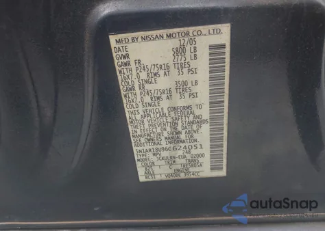 2006 Nissan Pathfinder S from USA, damaged, VIN 5N1AR18U96C624051